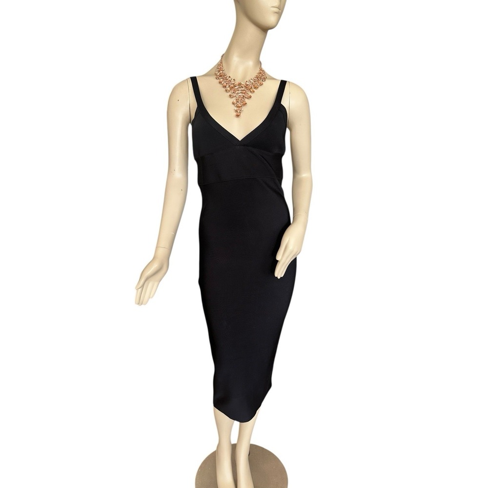 Black Bandage Dress Large Bodycon Midi Sexy Cocktail Sleeveless Hourglass Party